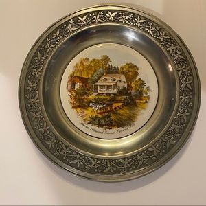 Currier & Ives Pewter & Ceramic Plate